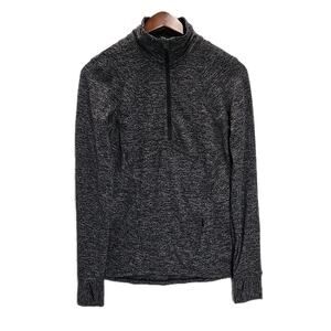 Lululemon Kanto Catch Me 1/2 Zip Heathered Black Pullover Top Women's Size 8